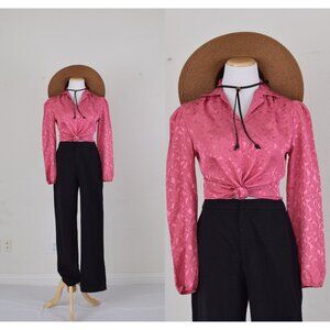 Vintage 80s Pink Polyester Blouse‎ | size S
